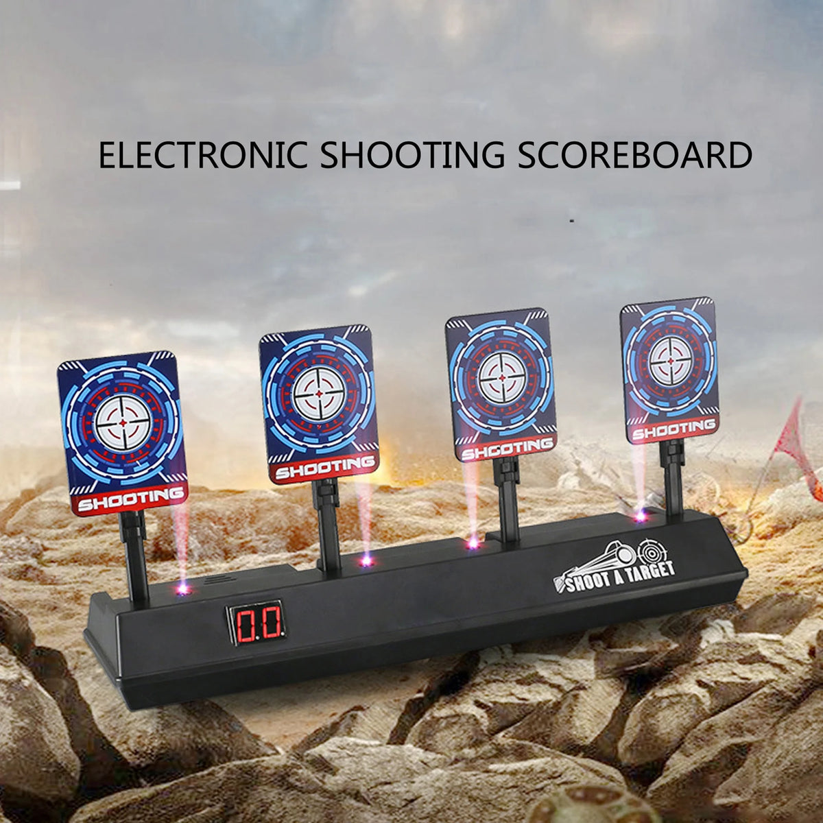Electronic Scoring Shooting Targets 4 Targets LED Light Auto Reset Digital Targets L676