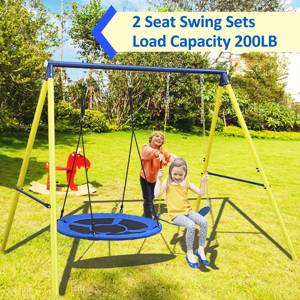 Heavy Duty Metal Swing Set with Disc Swing and Belt Swing X9804
