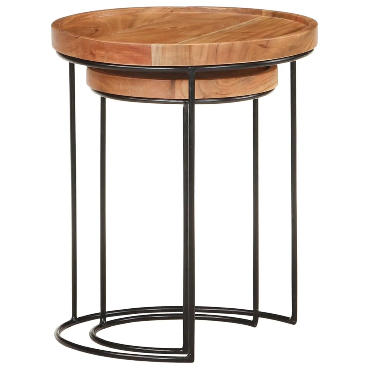 2 Piece Acacia Wood Round Top Coffee Table Set G498369