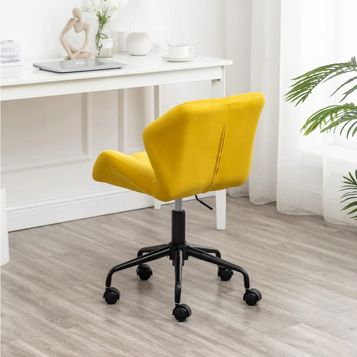 Yellow Tufted Adjustable Swivel Office Chair H4556