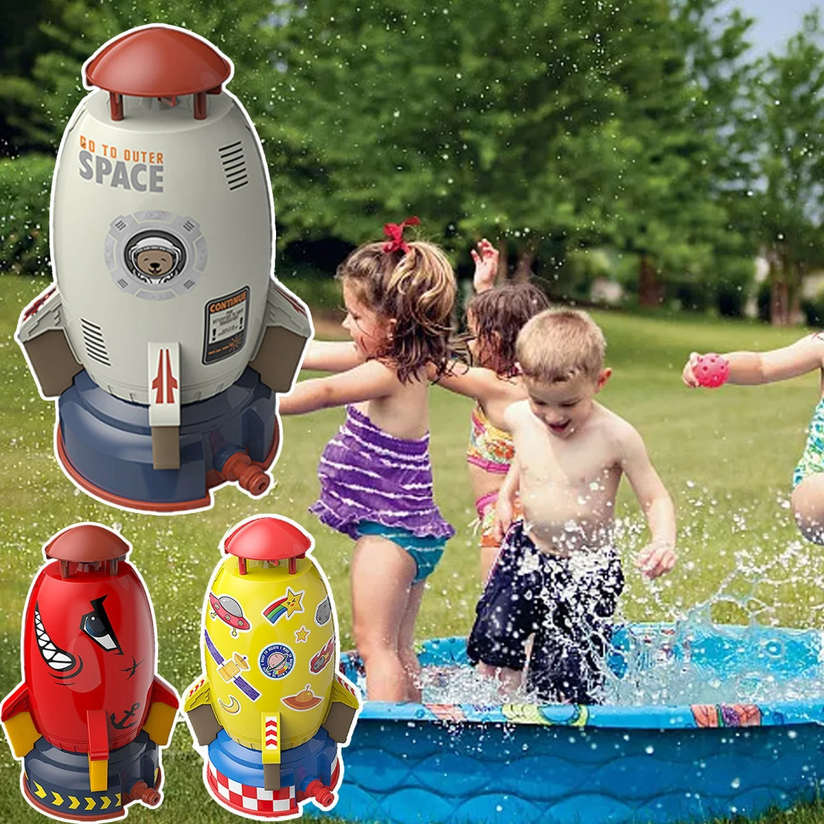 Rocket Launcher Toys Outdoor Water Pressure Lift Sprinkler Toy red O194395