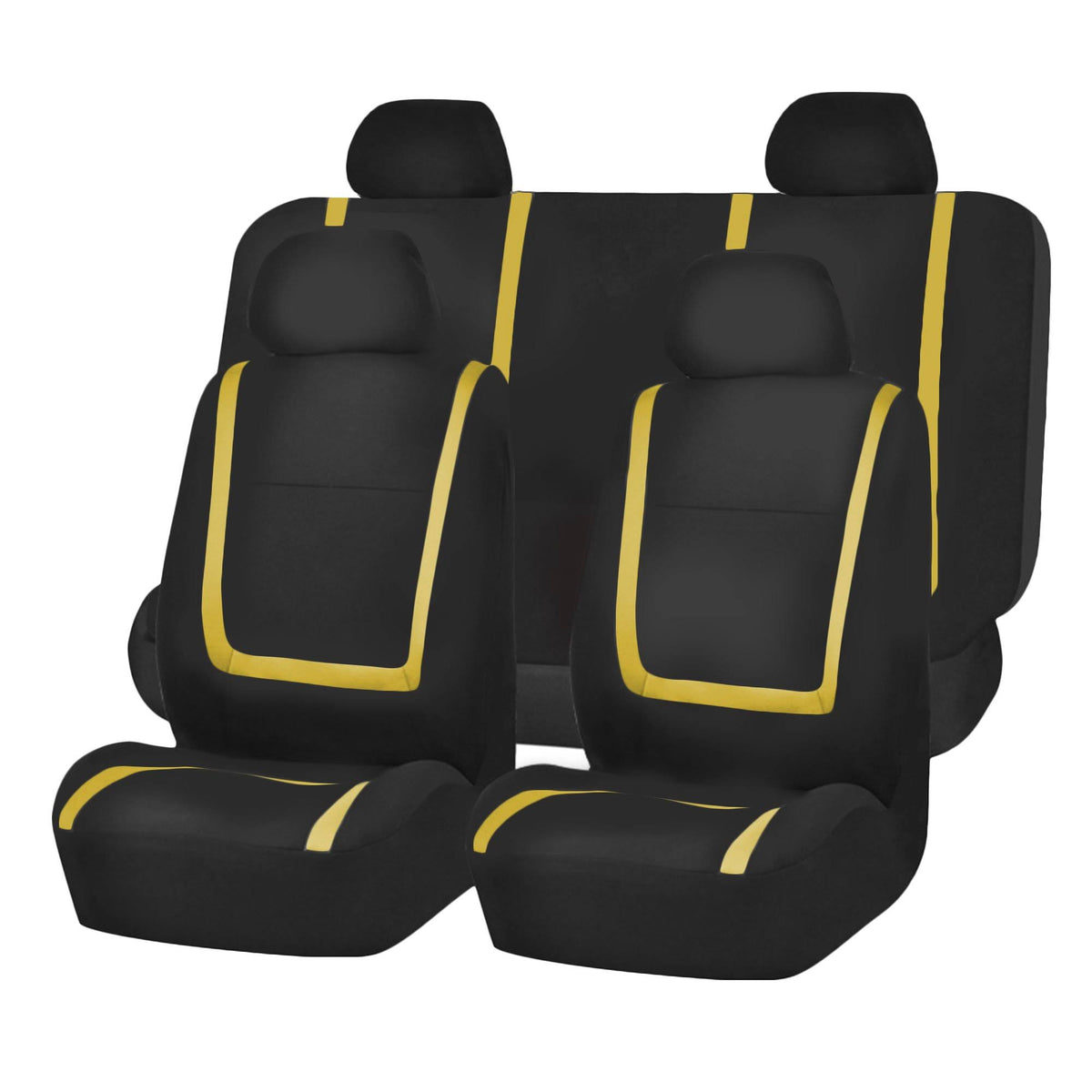 Yellow and Black Flat Cloth Full Set Seat Covers R9705