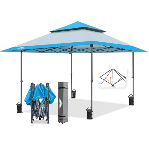 13x13 Pop Up Canopy Tent with Auto Extending Eaves Gray D744