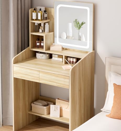 White Vanity Desk Set with Mirror and Drawer T738