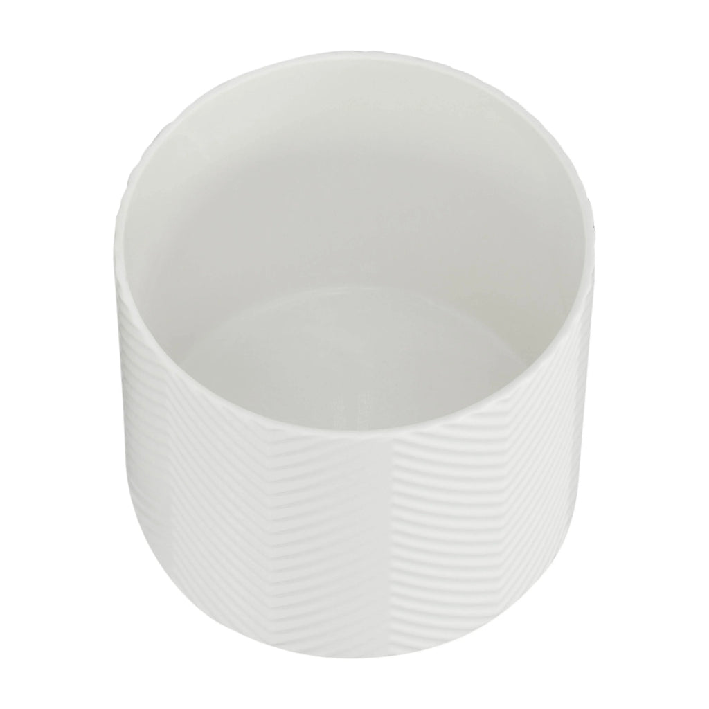 12" Ceramic Chevron Planter with Wood Stand L35383
