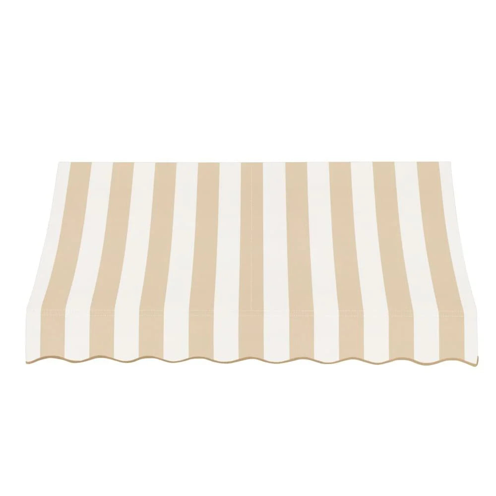 10.375 ft Fixed Awning Acrylic Fabric, Linen/White Stripe J98405