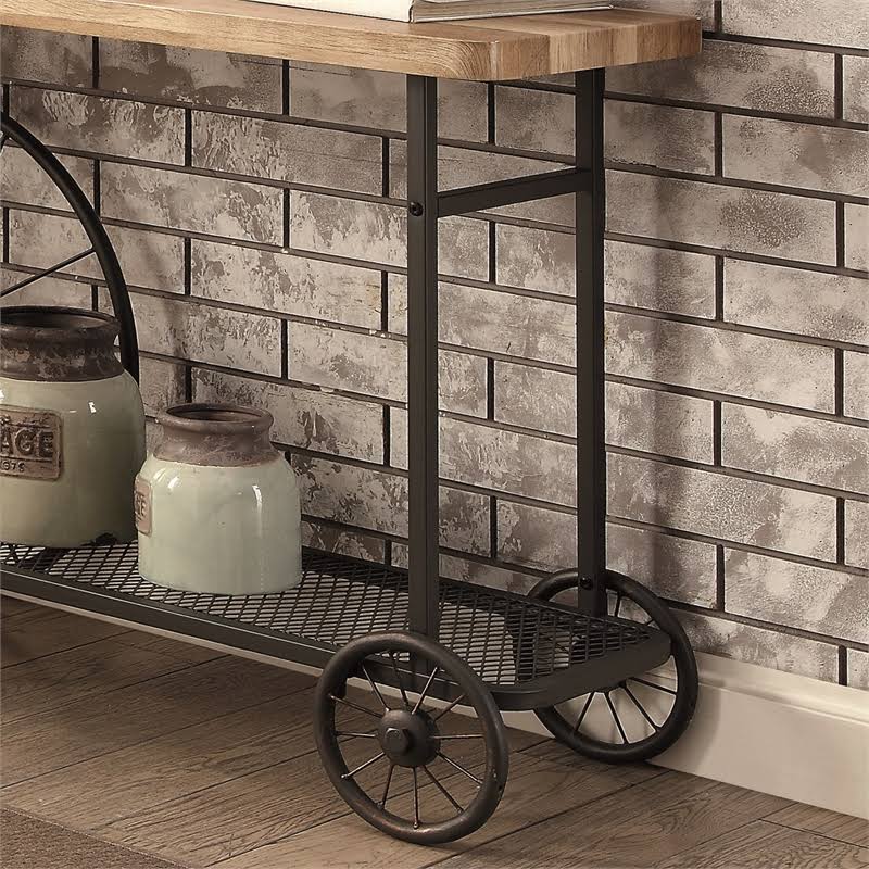 Sand Black Caster Wheels Console Table Z393087