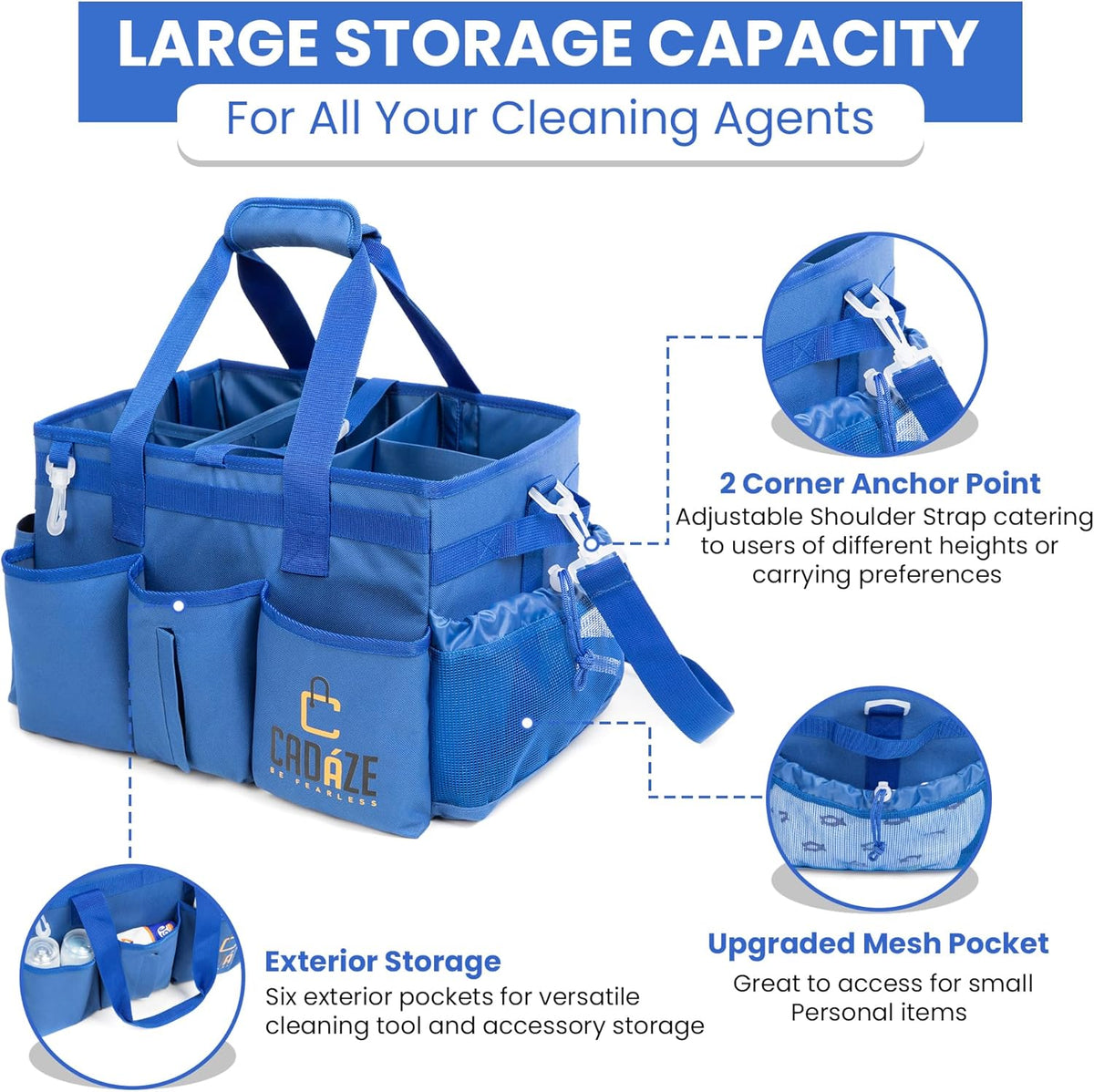 Large Cleaning Caddy Bag with 4 Adjustable Dividers C3020