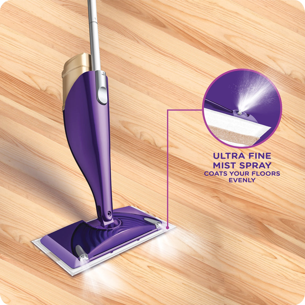 Wood Floor Mopping Starter Kit with Mop, 10 Pads, Solution, Batteries F389