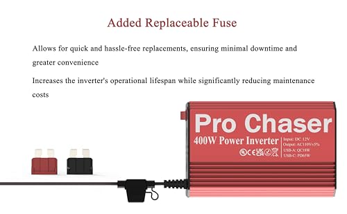 400W Vehicle Power Inverter, 12V DC to 110V AC, Dual AC Outlets, USB-A & USB-C Ports Z426