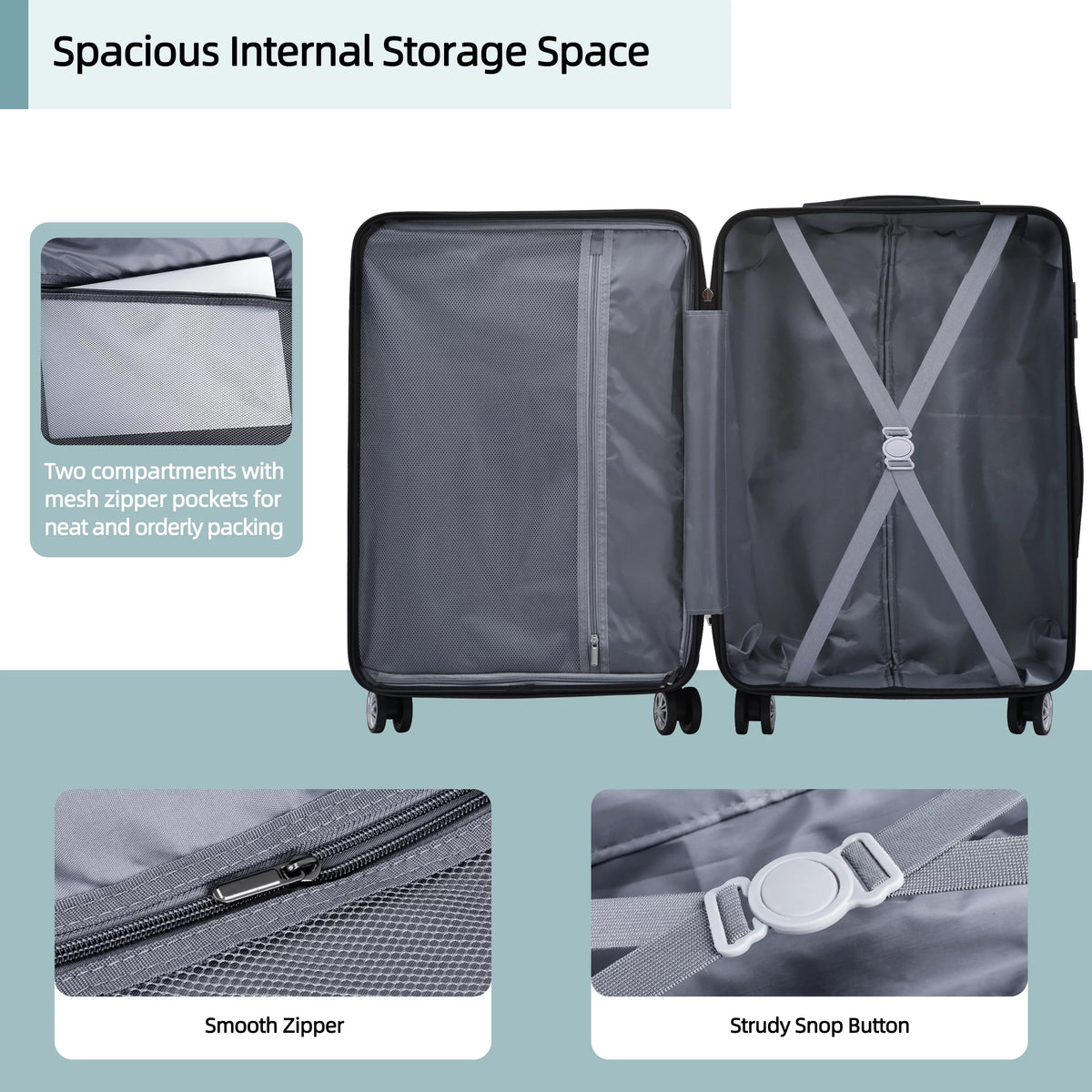 3 Piece Hard Shell Luggage Set with TSA Lock F1848
