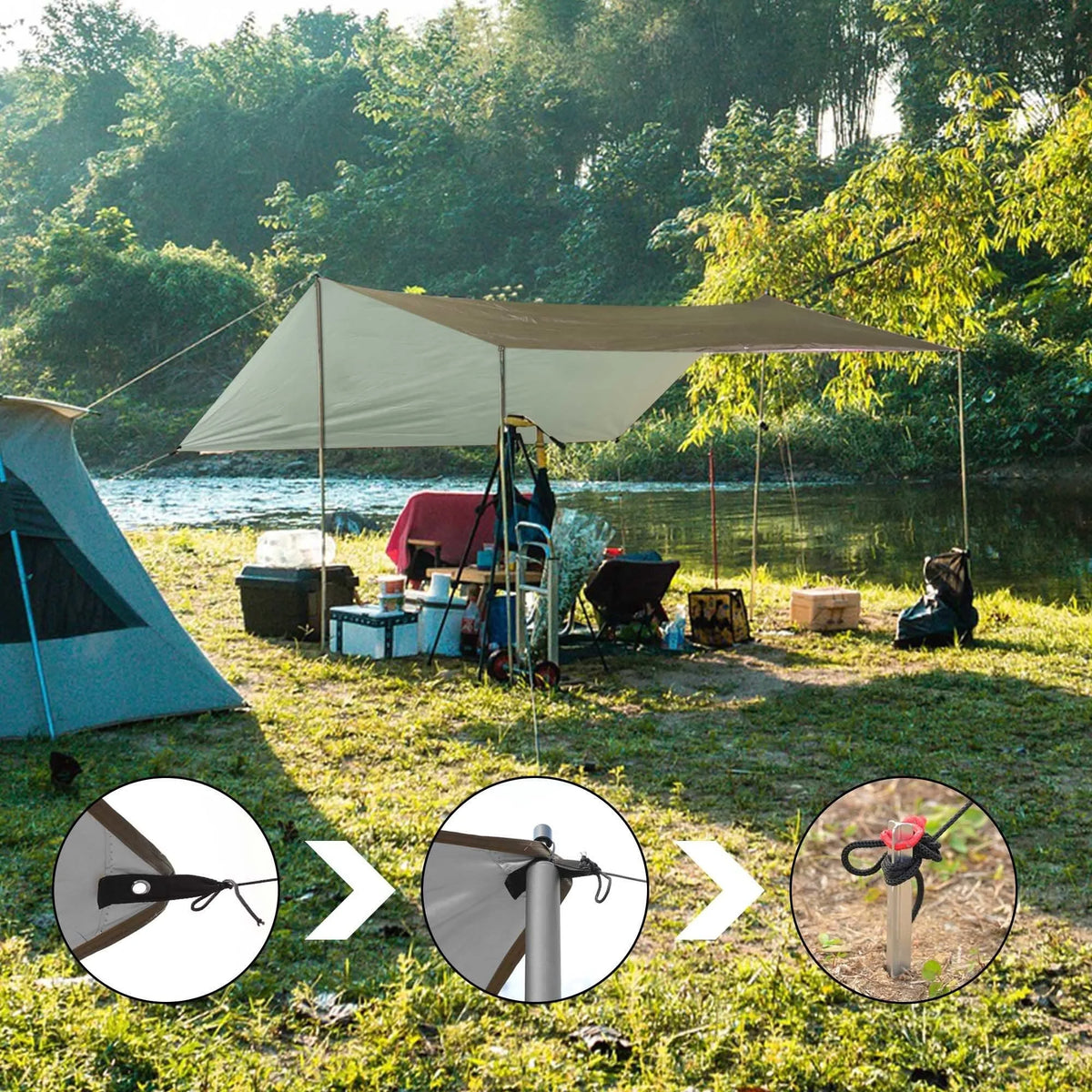 Waterproof Camping Tent Tarp with Carrying Bag J903
