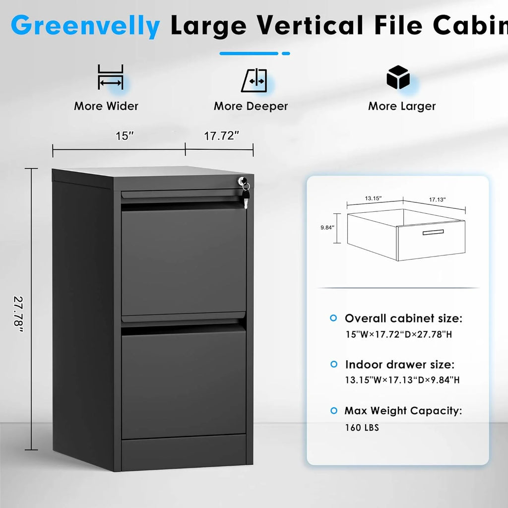 2 Drawer Metal Vertical File Cabinet with Lock S1883