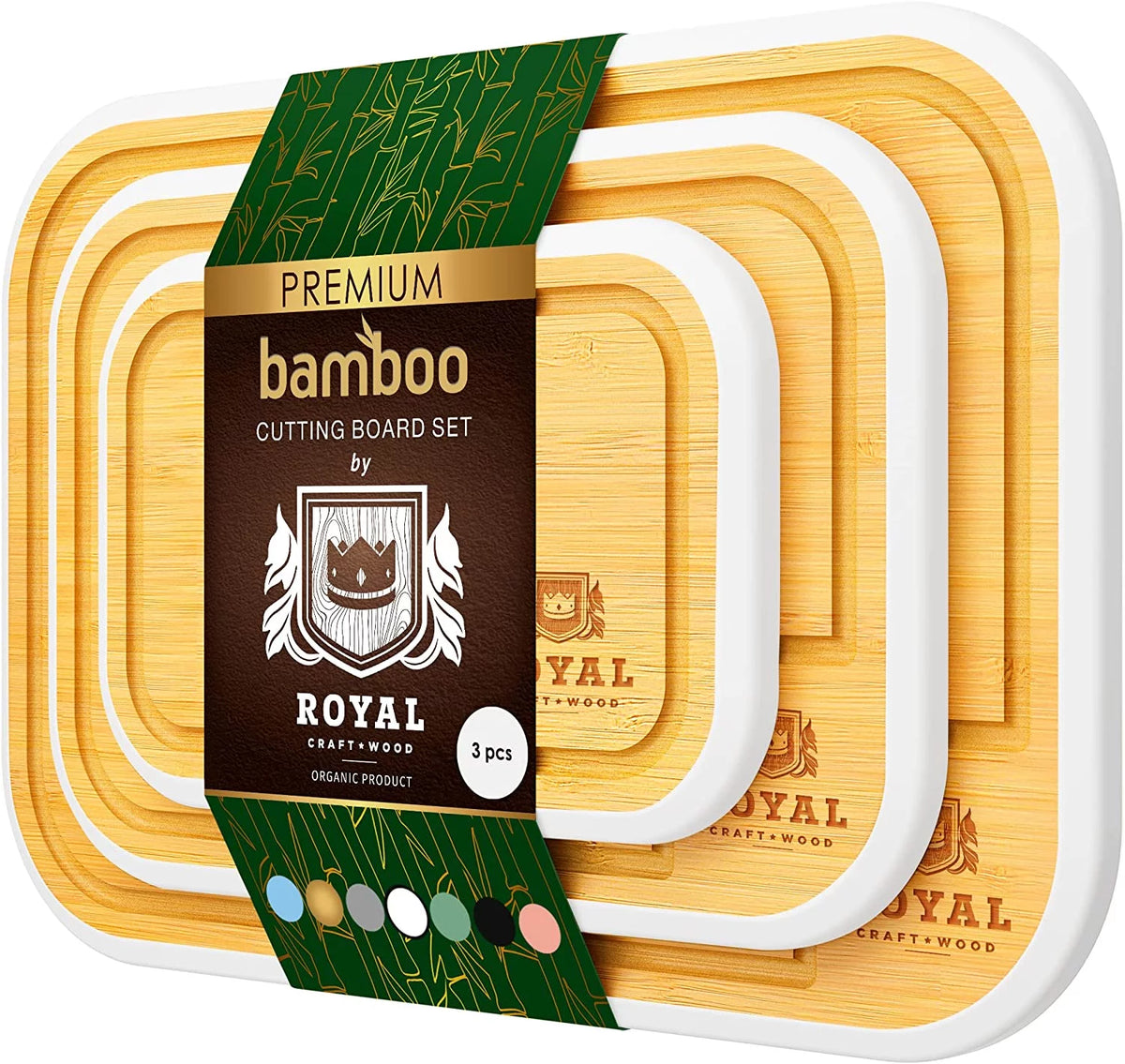 Bamboo Cutting Board with Juice Groove 3-Piece Set O817811