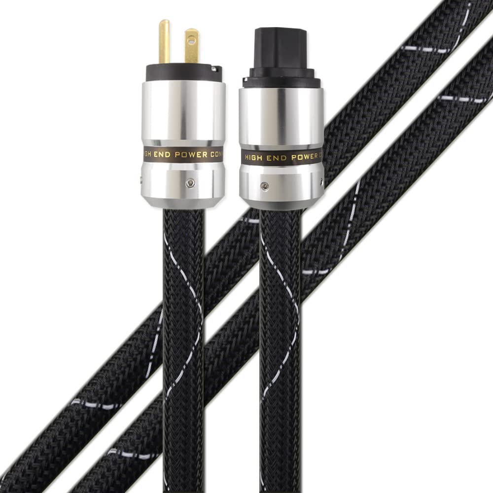 12AWG HiFi Power Cord 125V 15A 3-Prong Audiophile AC Power Cable with US Connector Plug (1M / 3.28FT) Q69782