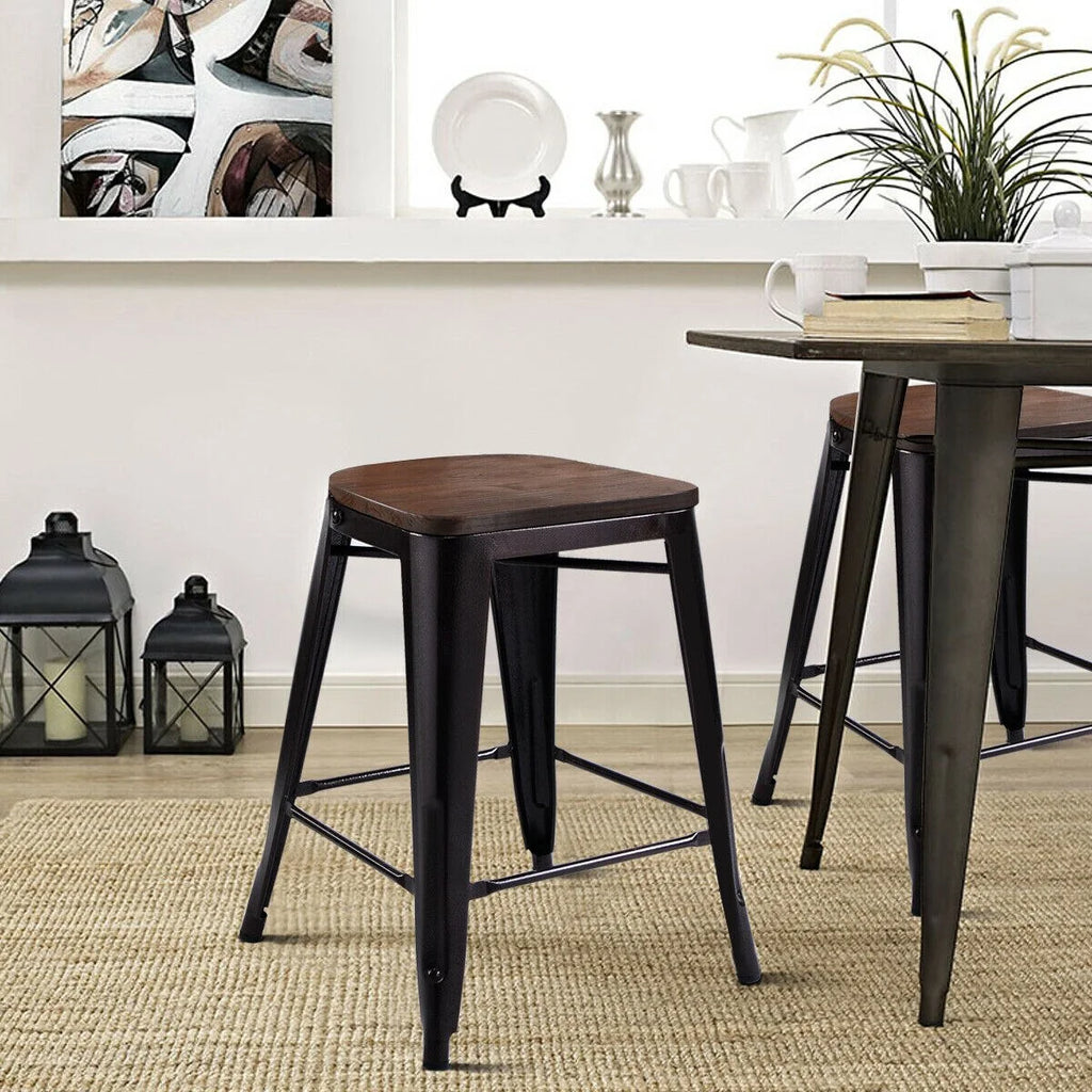 2 PC Metal Wood Counter Stool I924