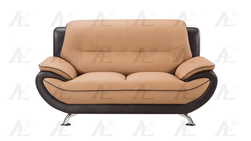 Brown Faux Leather Sofa Loveseat & Chair S233414