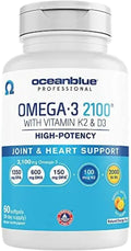 Omega-3 Fish Oil Supplement with Vitamin K2 and Vitamin D3, 60 Count E910