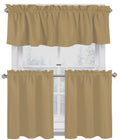 Beige 100% Cotton Kitchen Window Curtain Tiers Valance Set 3 Piece U176