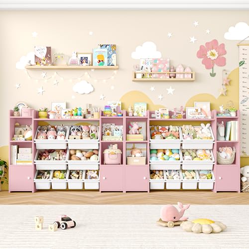 Pink 8 Toy Bins Storage Organizer with Shelf F1255