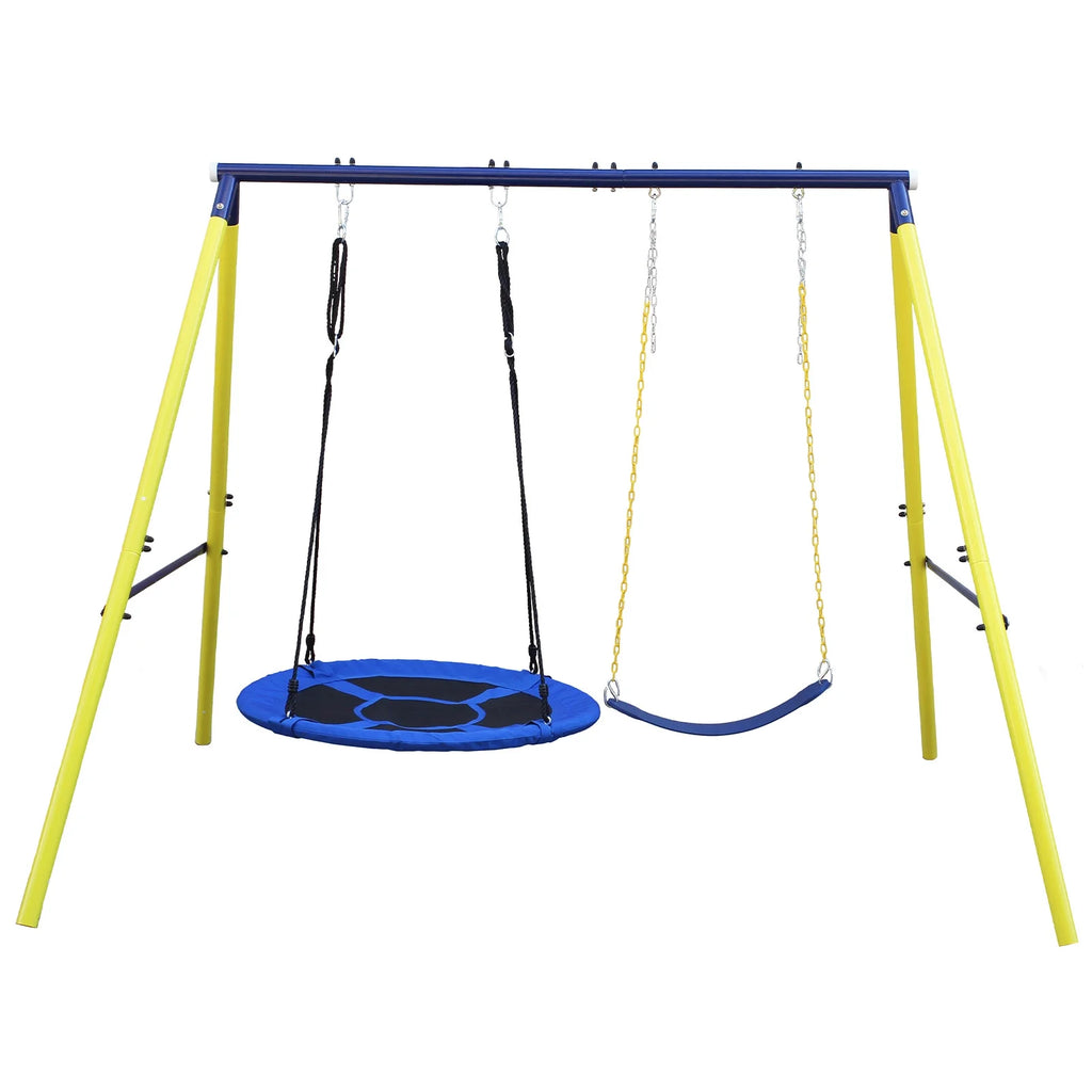 Heavy Duty Metal Swing Set with Disc Swing and Belt Swing X9804