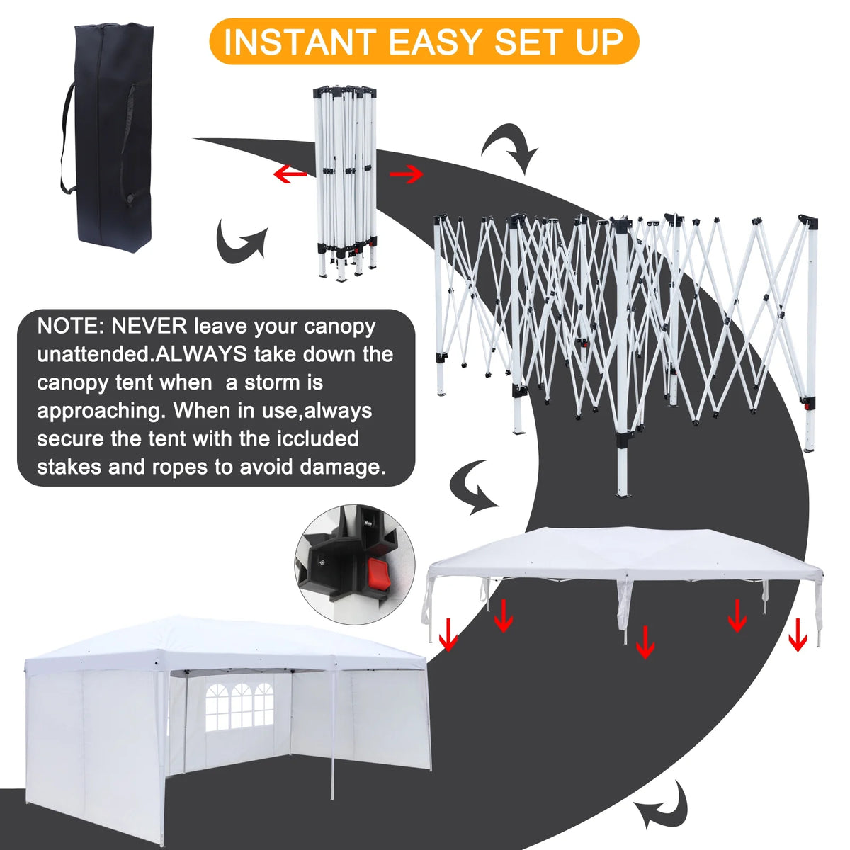 10'X20' Pop up Canopy Tent White Q524