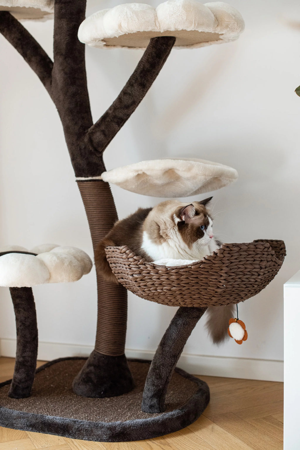 Natural Blossom Woven Tree Branches 6-Level Cat Tree with Hammock T30645
