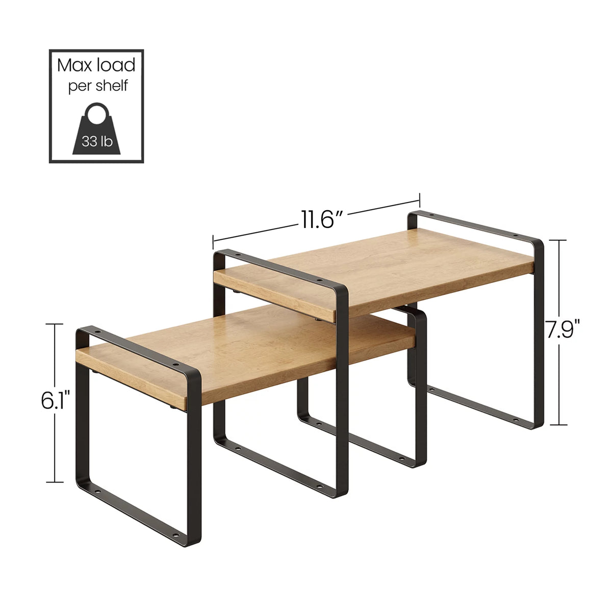 Set of 2 Stackable Expandable Kitchen Counter Top Shelves F6534