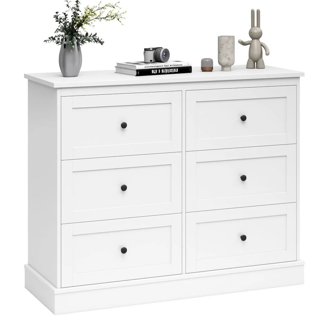 White 6 Drawer Wood Dresser Q197
