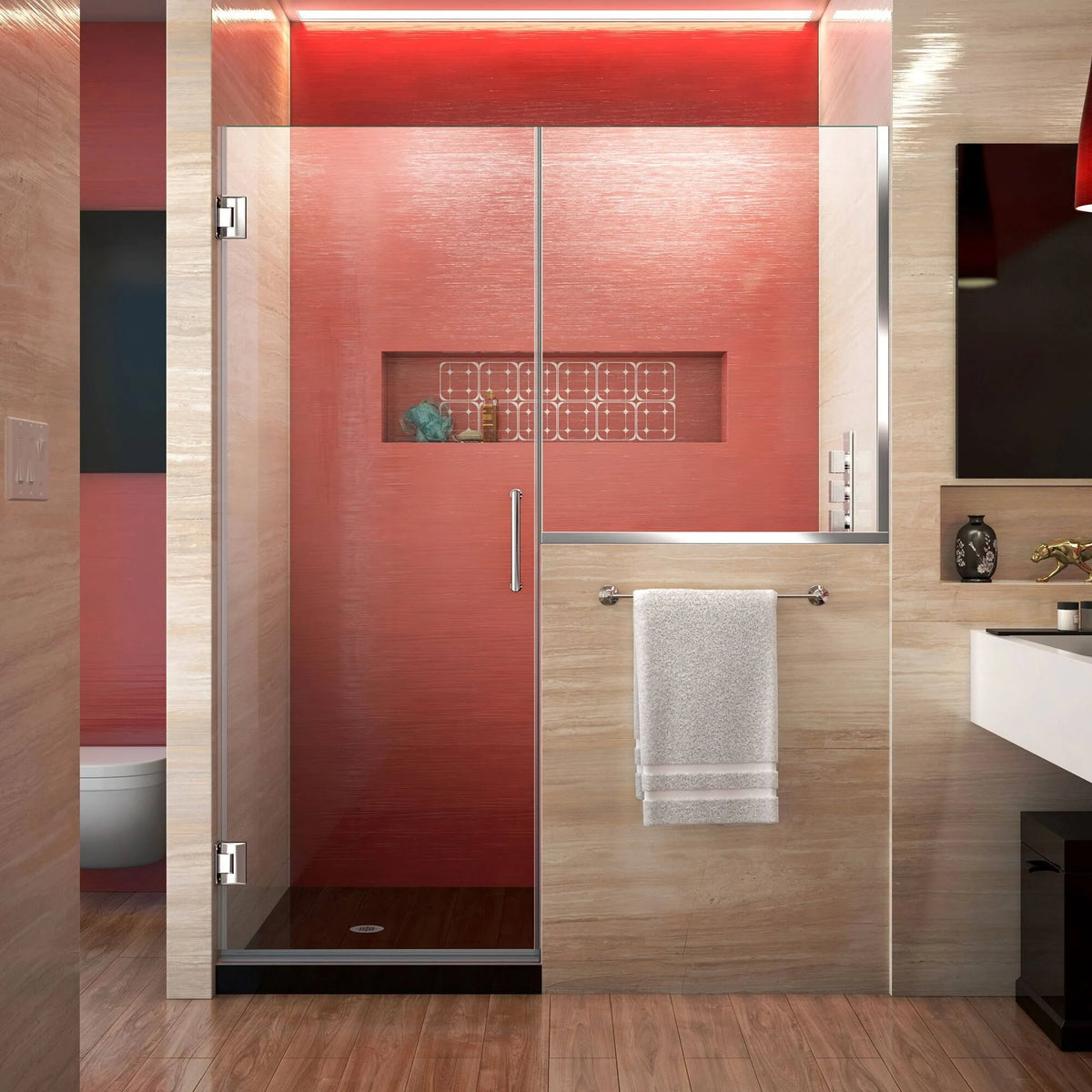 Brushed Nickel Hinged Shower Door U396755
