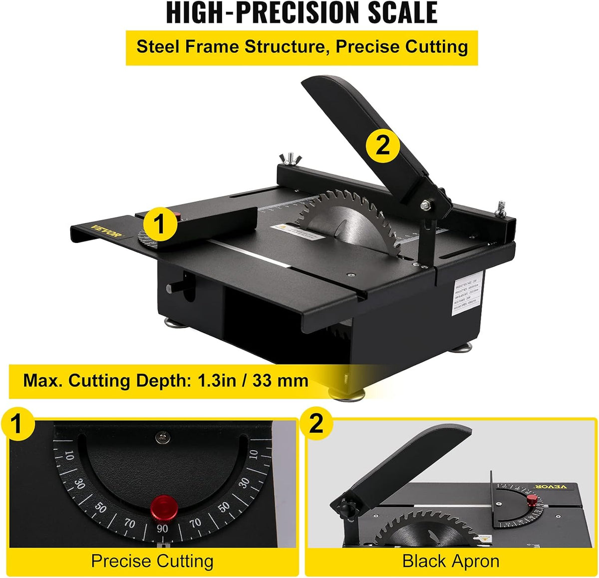200W 4000RPM Multifunctional Table Saw with 1.57in Cutting Depth L5196