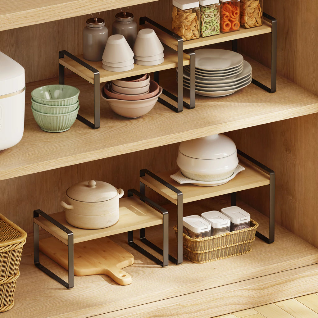 Set of 2 Stackable Expandable Kitchen Counter Top Shelves F6534