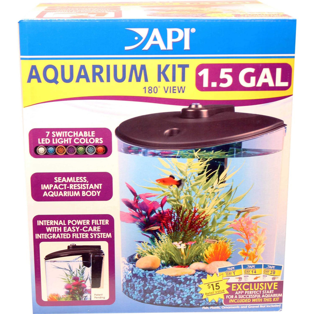 1.5-Gallon Fish Tank with LED Lighting and Power Filter U3691