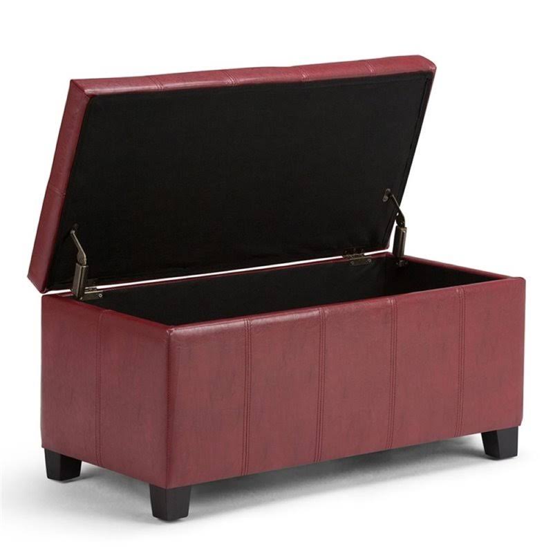 Faux Leather Storage Bench in Radicchio Red I42960