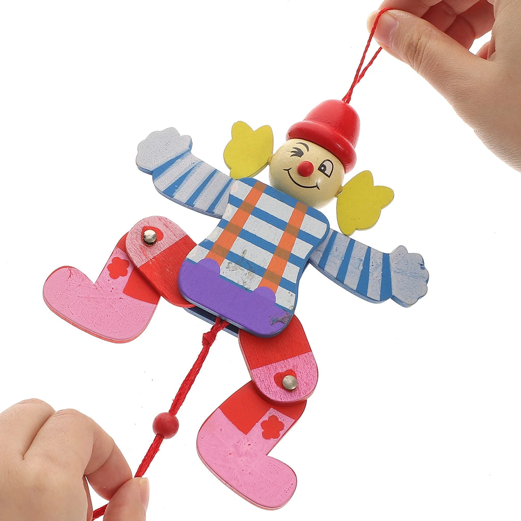 2Pcs Wood Clown Marionette Puppet Toy W9518