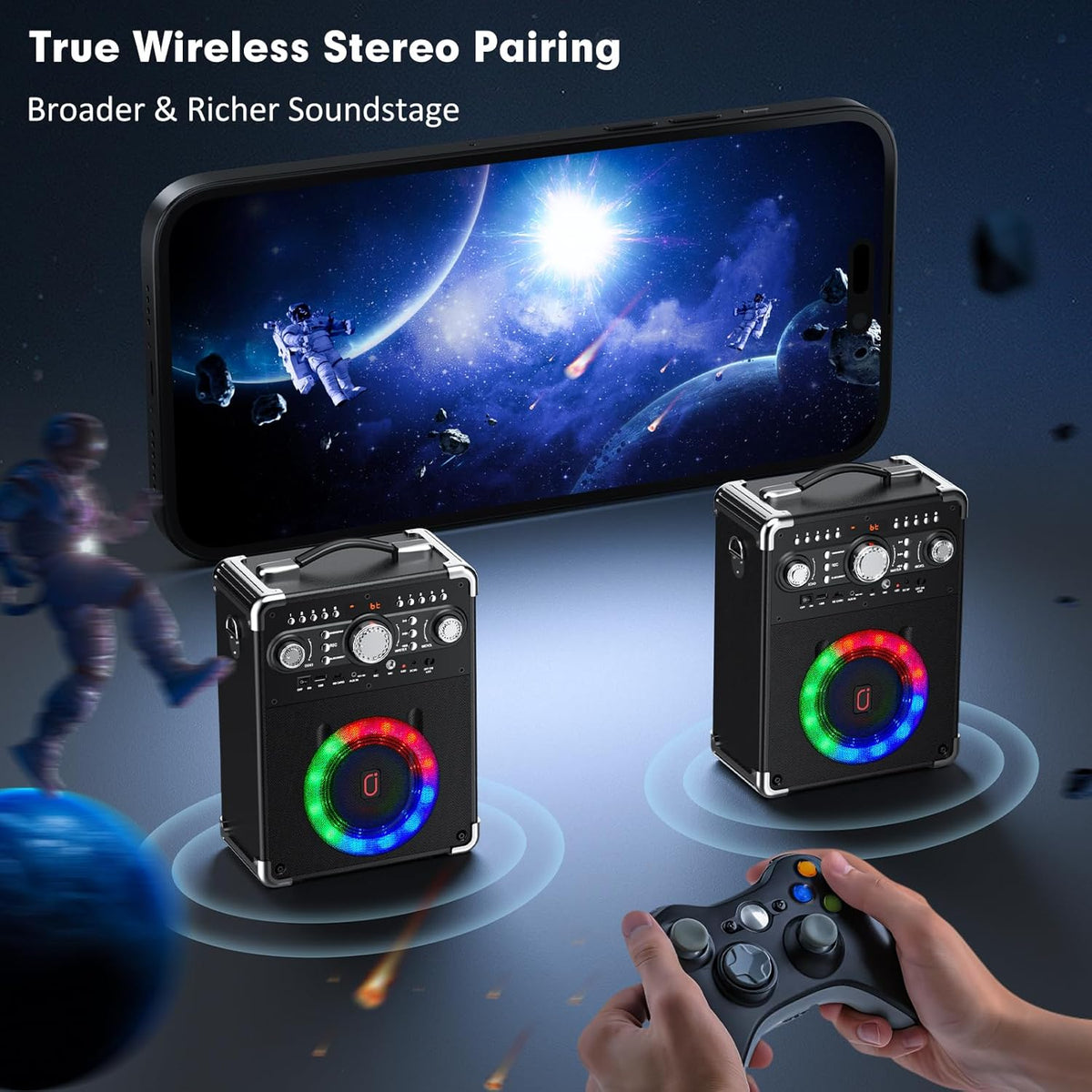 Bluetooth Karaoke Machine with 3 Wireless Microphones and Disco Lights O279