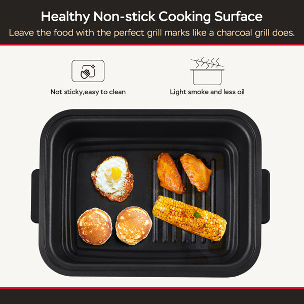7-in-1 Indoor Grill with Non-Stick Plate and Air Fryer Basket Q113650