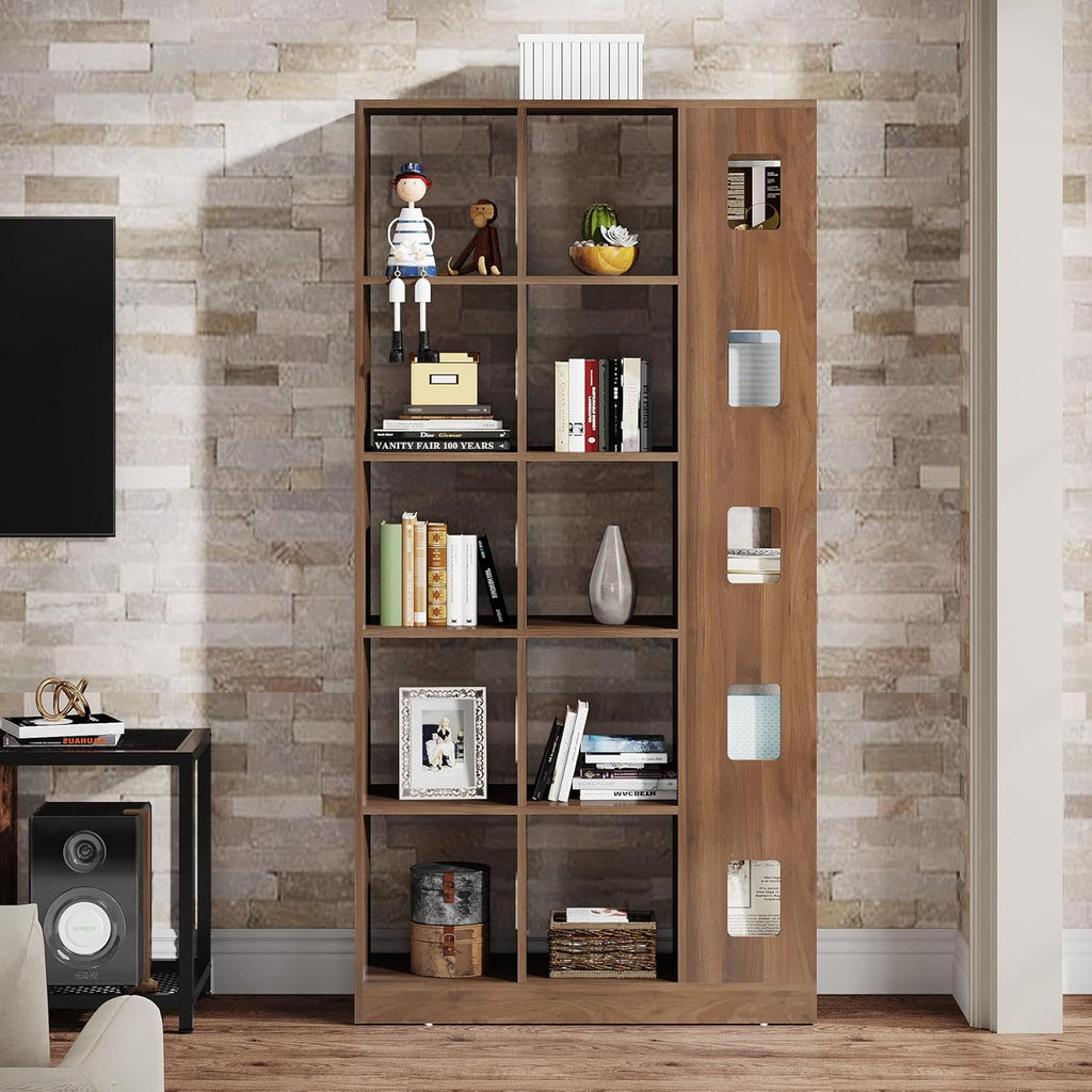 15 Cube 5 Tier Wooden Open Bookshelf (Brown) F48608