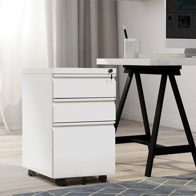 White 3-Drawer Mobile Vertical Filing Cabinet J706