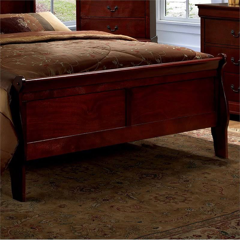 Queen Wood Sleigh Bed in Cherry Q508715