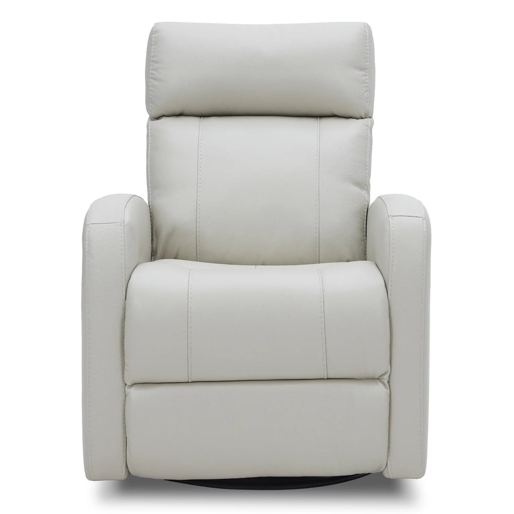 White Leather Power Swivel Glider Recliner W6069