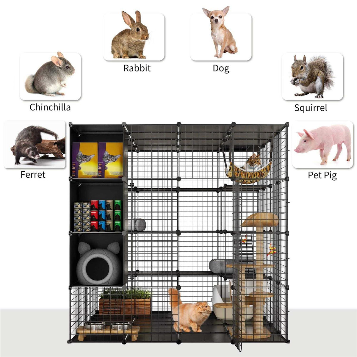 Large Indoor Metal Cat Cage with Hammock K292652