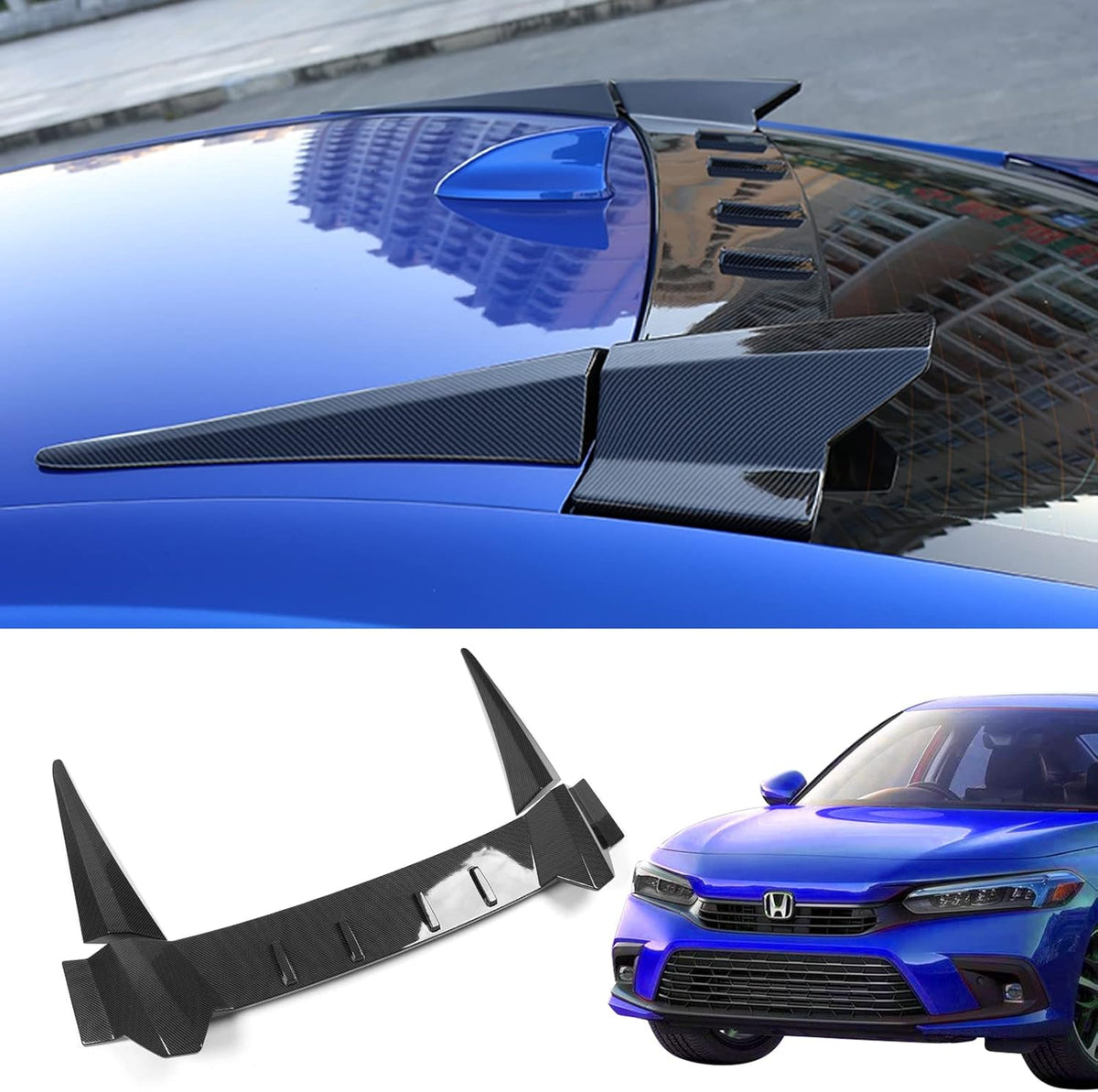 Glossy Carbon Fiber Pattern Rear Window Roof Spoiler Wing Lip F408077