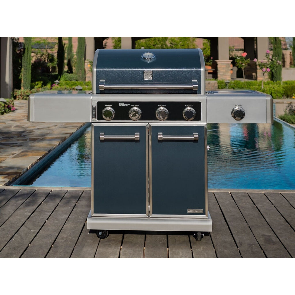 4 Burners Gas Grill with Side Burner, 64,000-BTU, Gunmetal P63195