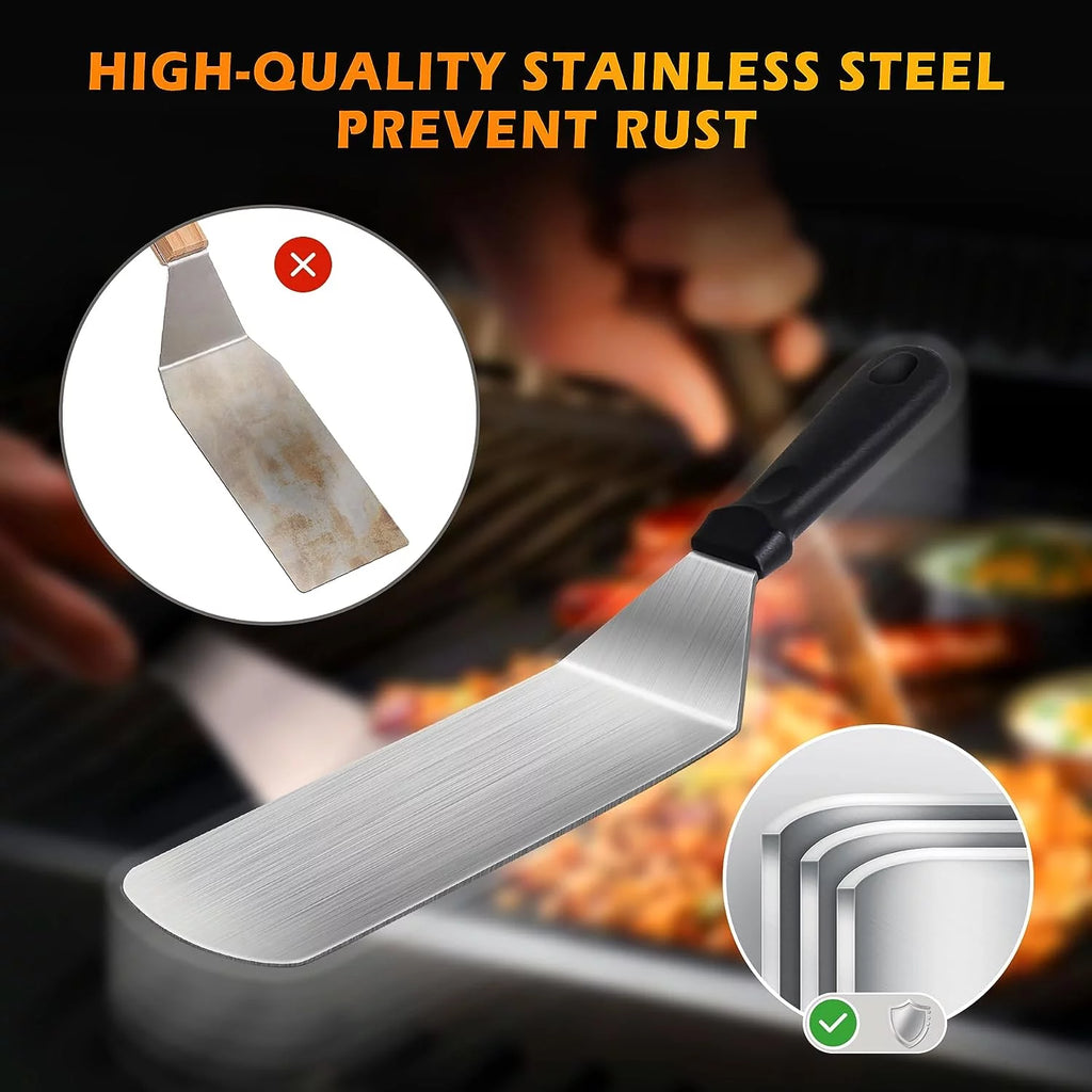 137 Flat Top Grill Accessories Kit with Spatula, Basting Cover, Scraper, Bottle, Tongs, Egg Rings & Carry Bag I63591