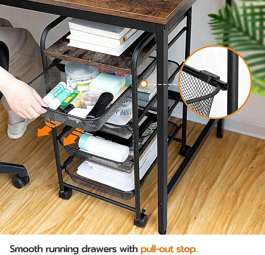 5 Tier Rolling Cart with Mesh Drawers and Wheels Z1905