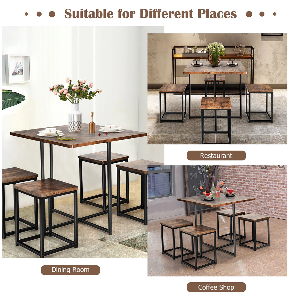 5 Pc Dining Table and 4 Stools Metal Frame K91585