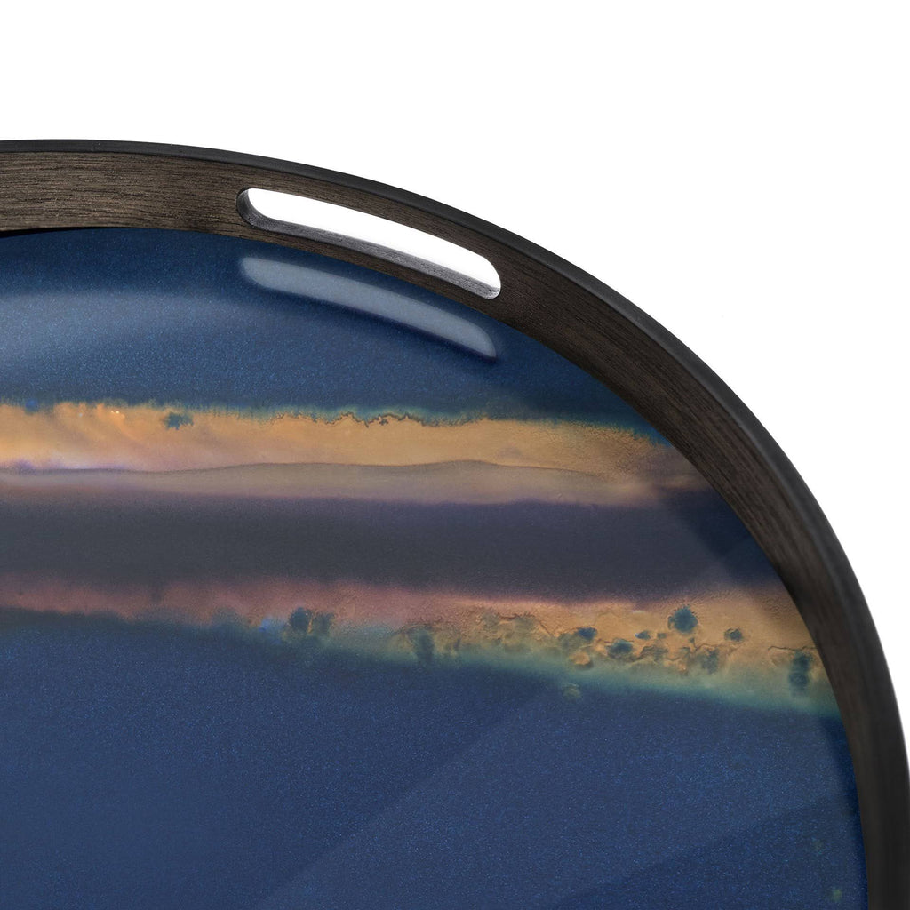 Indigo Organic Glass Round Tray H504212