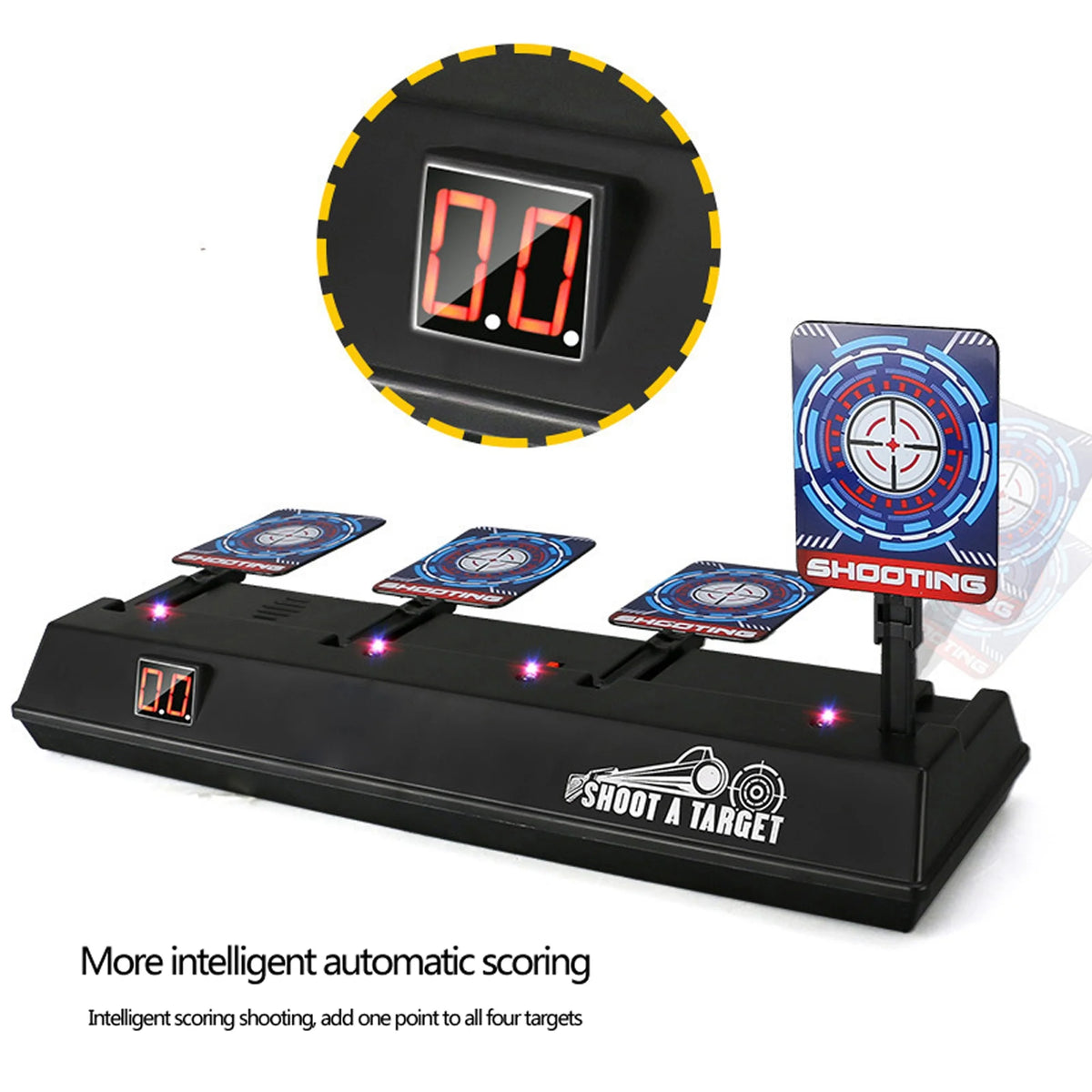 Electronic Scoring Shooting Targets 4 Targets LED Light Auto Reset Digital Targets L676