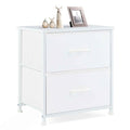 Nightstand with 2 Storage Drawers, Wooden Top Fabric Cabinet K31422